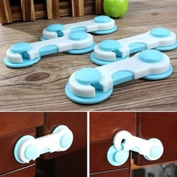 5-Pack Child Safety Locks for Cabinets &amp; Fridge – Easy to Install Baby Proof Latches with Strong Adhesive Hold