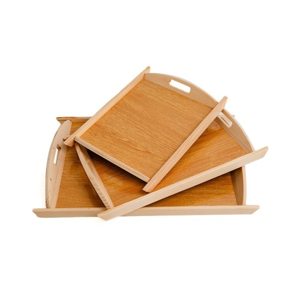 3 Pcs Wooden Serving Tray Set – Premium Wood Kitchen &amp; Dining Platter Trays