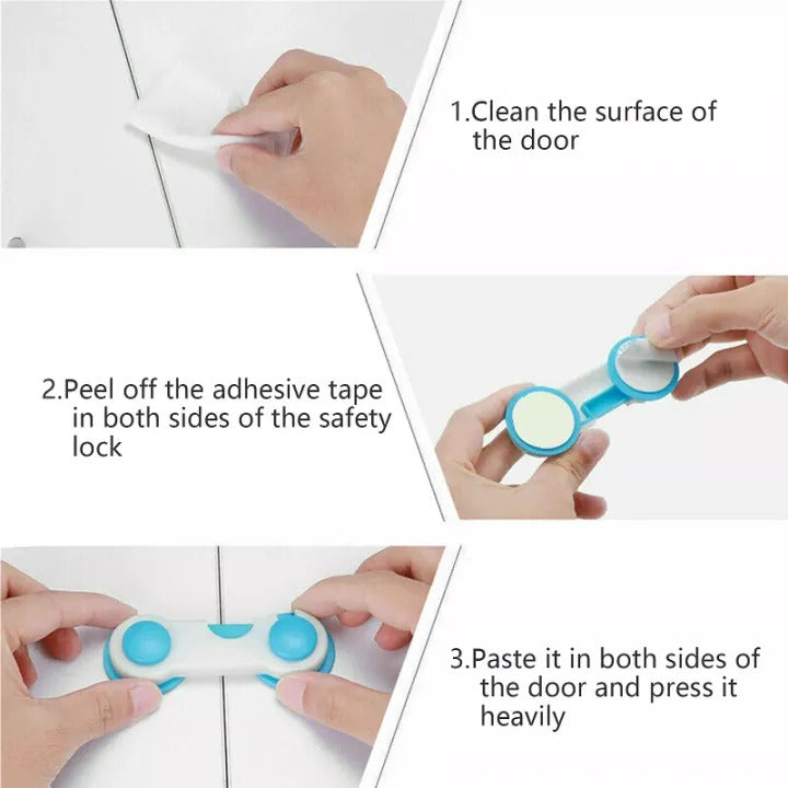 5-Pack Child Safety Locks for Cabinets &amp; Fridge – Easy to Install Baby Proof Latches with Strong Adhesive Hold