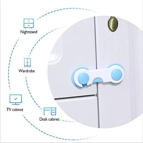 5-Pack Child Safety Locks for Cabinets &amp; Fridge – Easy to Install Baby Proof Latches with Strong Adhesive Hold