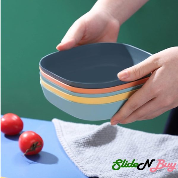 Colorful Plastic Plates Set (10 Pcs) - Creative Snack Plates With Holder  (Random Colors)