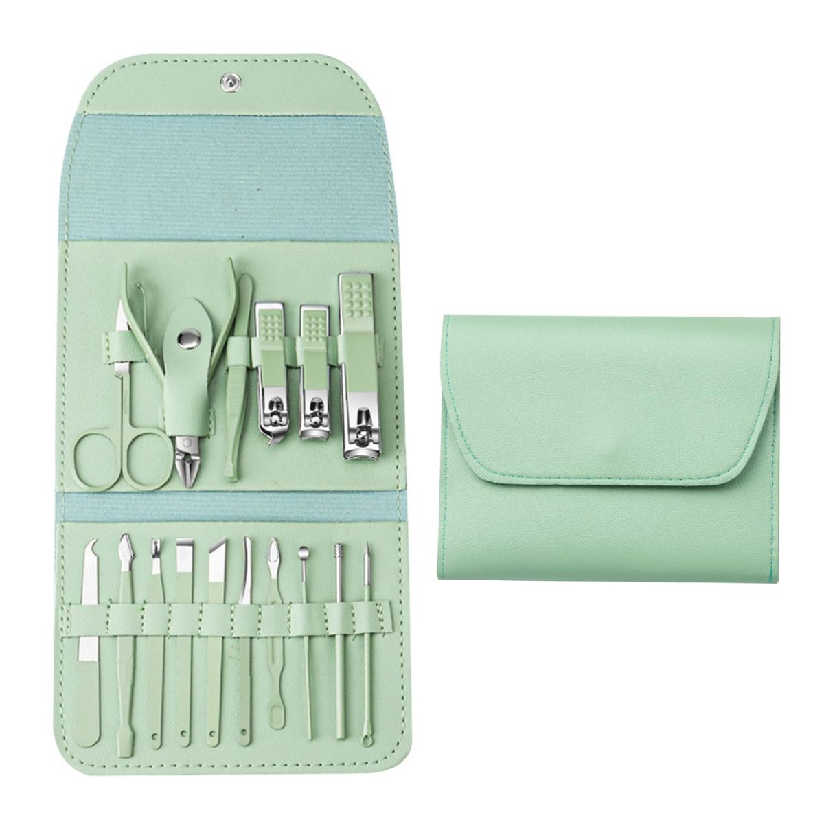 16pcs Professional Manicure &amp; Pedicure Kit – Nail Clippers, Cuticle Nippers &amp; Grooming Tools with Travel Case (Random Color)