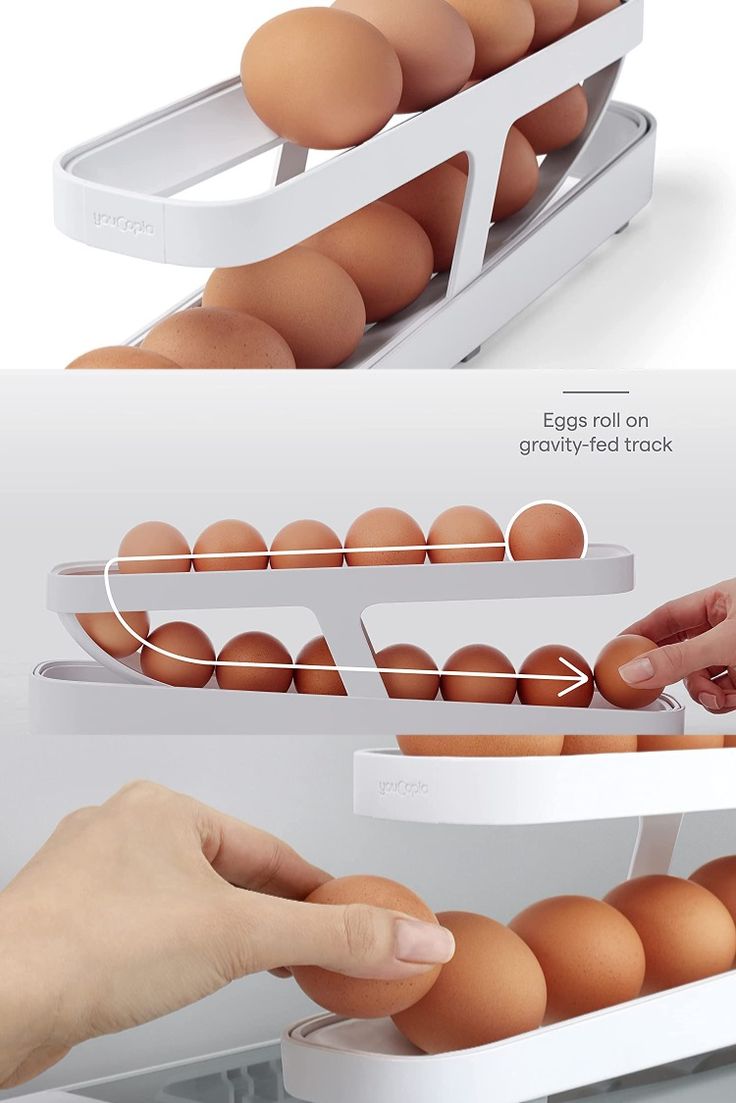 Automatic Rolling Egg Rack – Space-Saving Egg Organizer for Fridge &amp; Kitchen