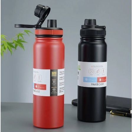 Stainless Steel Water Bottle 1000ml - Vacuum Insulated Double Wall, Leak-Proof, Hot &amp; Cold Flask –Sports &amp; Travel Bottle (Random Color)