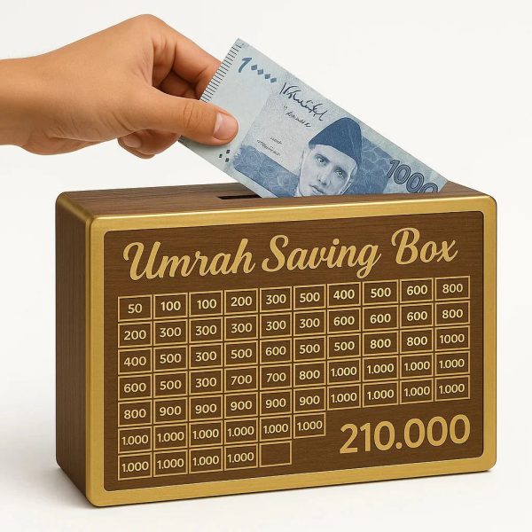 Wooden Umrah Saving Box – Islamic Money Bank for Hajj &amp; Umrah Goal Setting