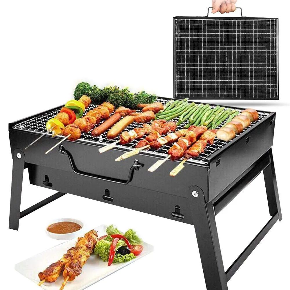 Foldable Portable BBQ Grill Stand – Outdoor Charcoal Barbecue Grill for Camping, Picnic &amp; Home