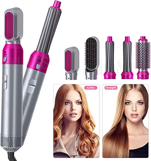 5-in-1 Electric Hair Dryer Brush – Hot Air Styler with Blow Dryer, Straightener, Curler, Volumizer &amp; Comb | One-Step Styling Tool for All Hair Types