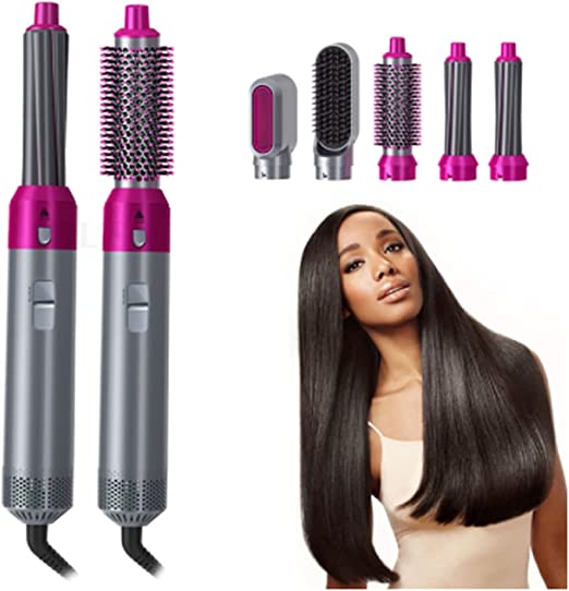 5-in-1 Electric Hair Dryer Brush – Hot Air Styler with Blow Dryer, Straightener, Curler, Volumizer &amp; Comb | One-Step Styling Tool for All Hair Types