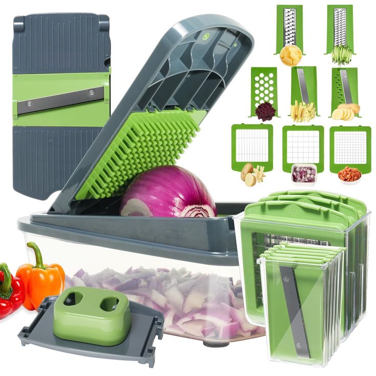 16-in-1 Mandoline Vegetable Slicer &amp; Chopper – Multifunctional Kitchen Cutter with Blades &amp; Storage Box