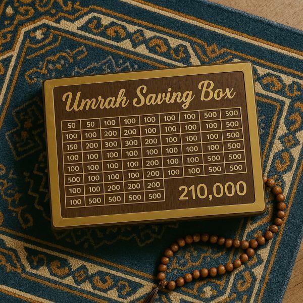 Wooden Umrah Saving Box – Islamic Money Bank for Hajj &amp; Umrah Goal Setting