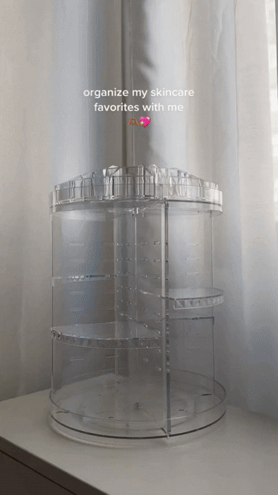 360° Rotating Diamond Cut Cosmetic Organizer –  Adjustable &amp; Space-Saving