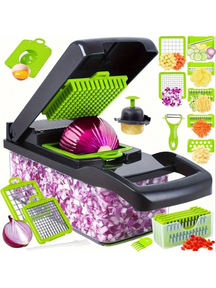 16-in-1 Mandoline Vegetable Slicer &amp; Chopper – Multifunctional Kitchen Cutter with Blades &amp; Storage Box