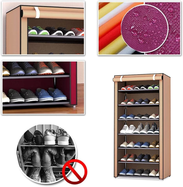 Portable Dustproof Shoe Rack – Multi-Layer Space-Saving Shoe Organizer with Cover (Random Color)