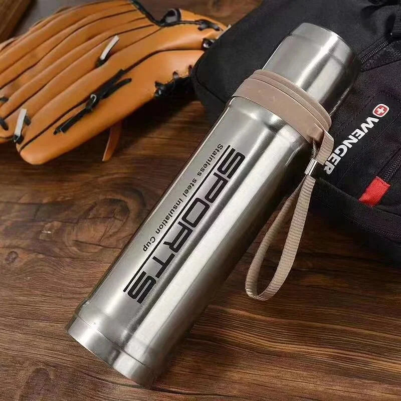 Stainless Steel Sports Water Bottle – 750ml Hot &amp; Cold Thermos Flask