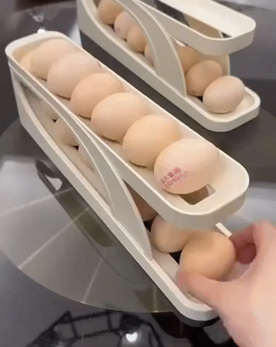 Automatic Rolling Egg Rack – Space-Saving Egg Organizer for Fridge &amp; Kitchen