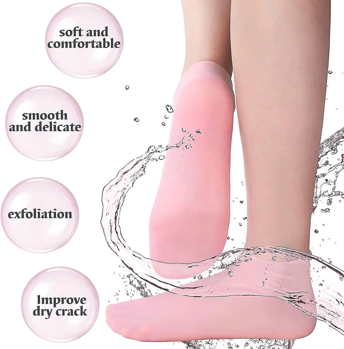 Moisturizing Silicone Gel Socks – Cracked Heel Repair, Softening &amp; Hydration Foot Care