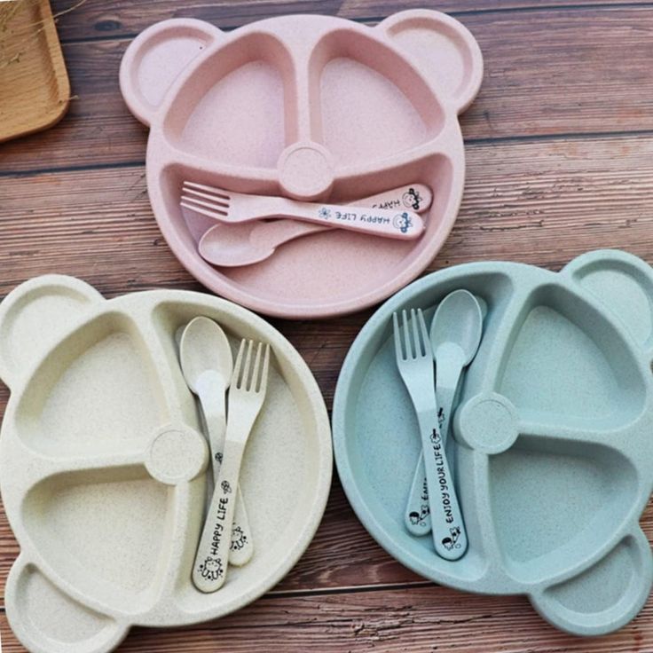 10-Piece Panda Kids Dinner Set – 5 Panda Plates, 3 Spoons, 2 Forks