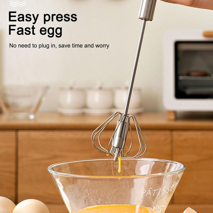 Hand Pressure Egg Beater – Semi-Automatic Stainless Steel Whisk for Fast &amp; Easy Mixing