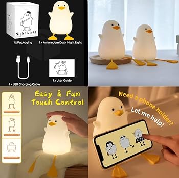 Cute Duck Night Light – Rechargeable LED Silicone Lamp