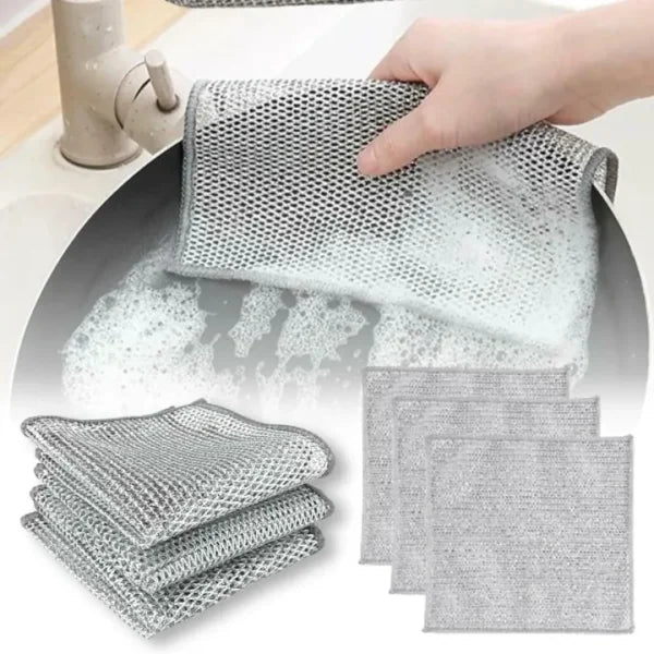 Wire Dish Washing Rugs – Heavy-Duty Scrubber Pads for Kitchen Dishes &amp; Utensils (Pack of 10)