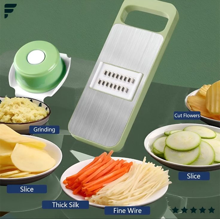 5-in-1 Stainless Steel Vegetable Cutter – Multi-Functional Kitchen Tool for Fast &amp; Easy Food Prep