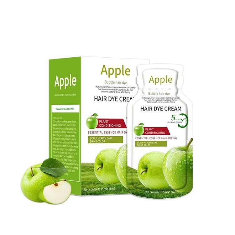 Apple Ammonia-Free Black Hair Cream – 3-in-1 Hair Color, Shampoo &amp; Conditioner | 500ml | Long-Lasting, Grey Coverage for Men &amp; Women