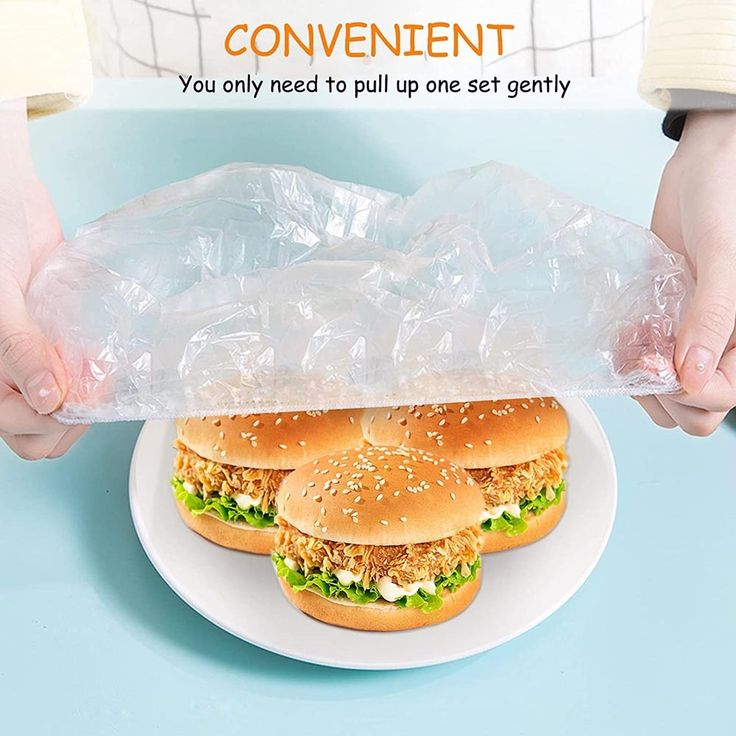 Disposable Food Cover Plastic Bags - 100 Pcs  | Multi-Purpose Stretchable Food Covers for Bowls, Plates, Fruits &amp; Leftovers