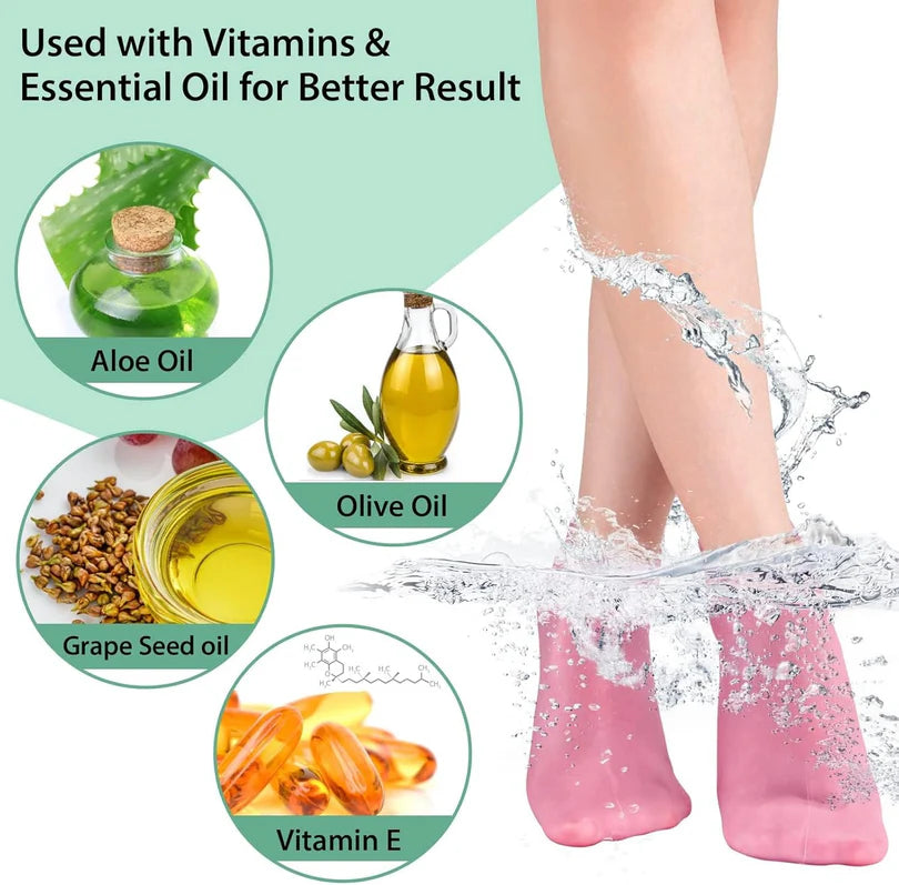 Moisturizing Silicone Gel Socks – Cracked Heel Repair, Softening &amp; Hydration Foot Care
