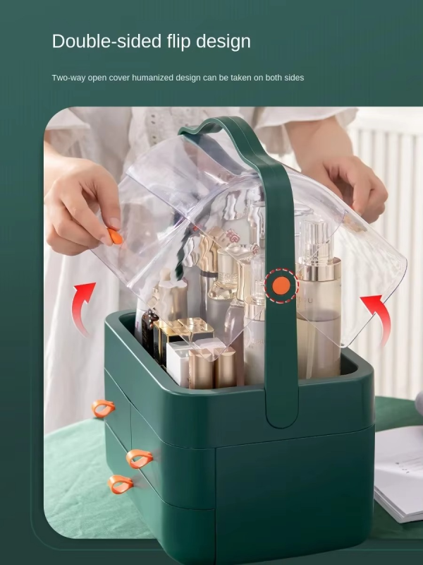 Multi-functional Acrylic Cosmetic Organizer with Drawers – Makeup &amp; Skincare Storage Box - Random Color