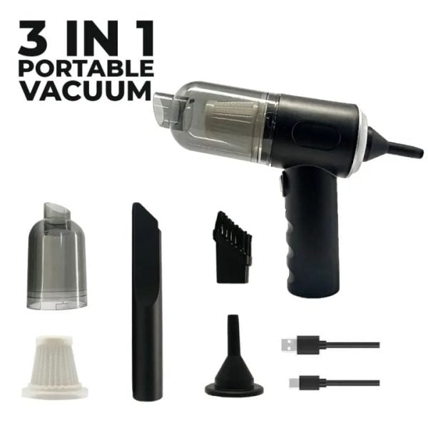 3-in-1 Cordless Mini Vacuum Cleaner – Vacuum, Blow &amp; Inflate Anywhere with Ease