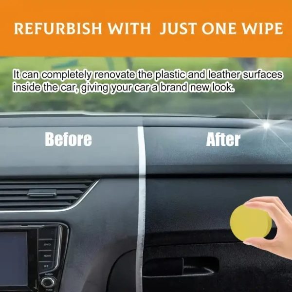 Qifenghe Car Plastic Restorer &amp; Wax Polish – 200gm + Sponge | Interior &amp; Exterior Renewal Coating
