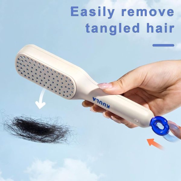 Self-Cleaning Anti-Static Massage Comb – One-Pull Clean Hair Brush with Retractable Bristles | Ergonomic Scalp Massager for All Hair Types