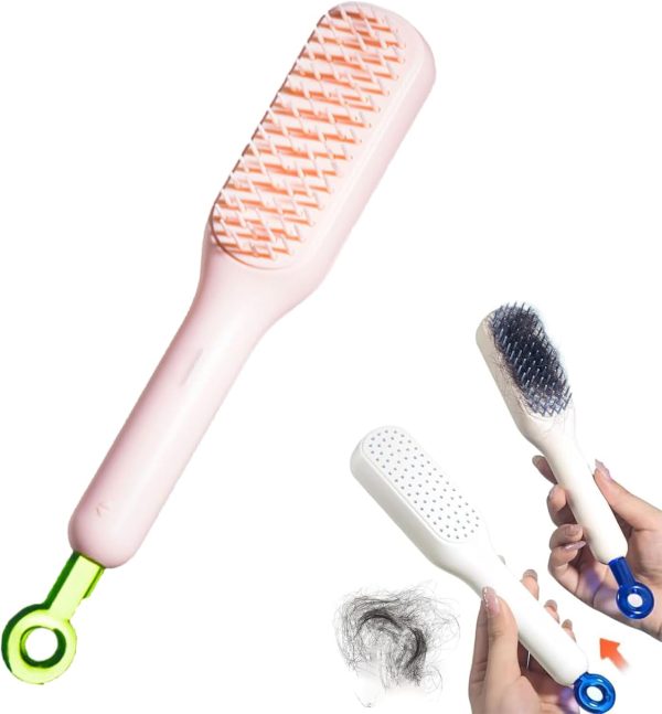Self-Cleaning Anti-Static Massage Comb – One-Pull Clean Hair Brush with Retractable Bristles | Ergonomic Scalp Massager for All Hair Types