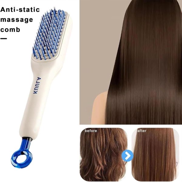 Self-Cleaning Anti-Static Massage Comb – One-Pull Clean Hair Brush with Retractable Bristles | Ergonomic Scalp Massager for All Hair Types