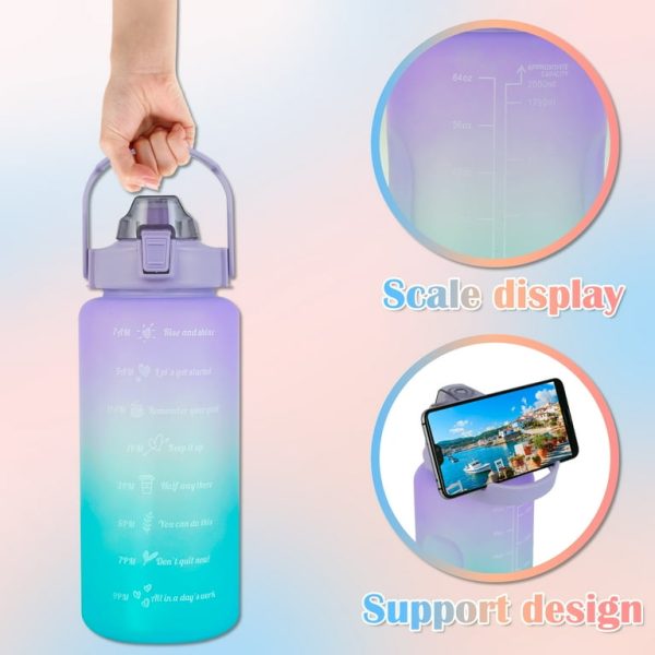 Sports Water Bottles 3 Pcs Set - With Motivational Time Marker &amp; Leak Proof Flip Top Lid  (Random Color)